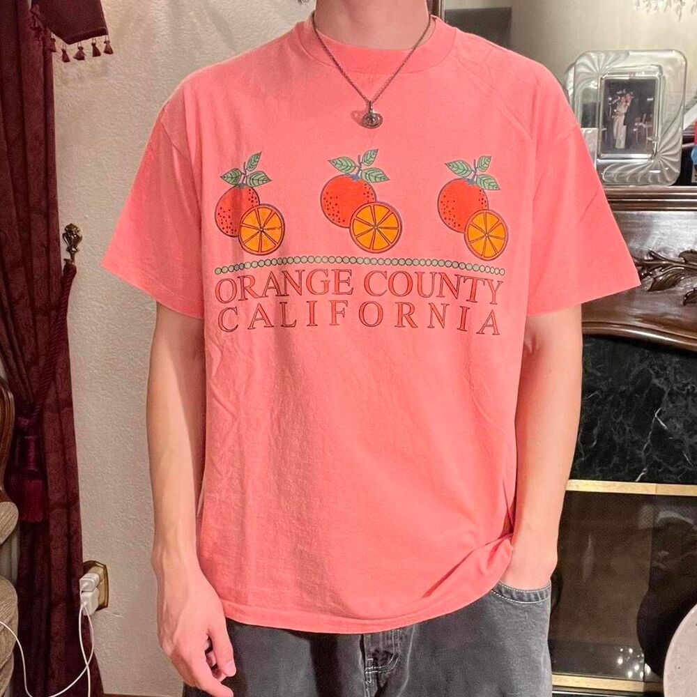 Fruit-of-the-loom Men's Pink and Orange T-shirt